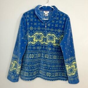 Talbots Vintage Fair Isle Nordic 1/4 Zip Pullover Fleece Sweater Sweatshirt LP